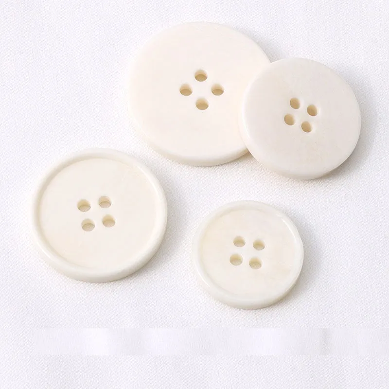 11.5-28mm Slim-Edged Four-Hole Off-White Bone Buttons 40 Pack