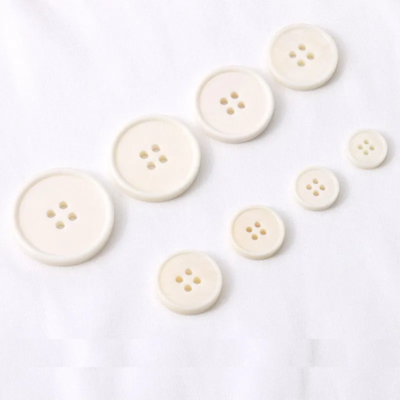 11.5-28mm Slim-Edged Four-Hole Off-White Bone Buttons 40 Pack