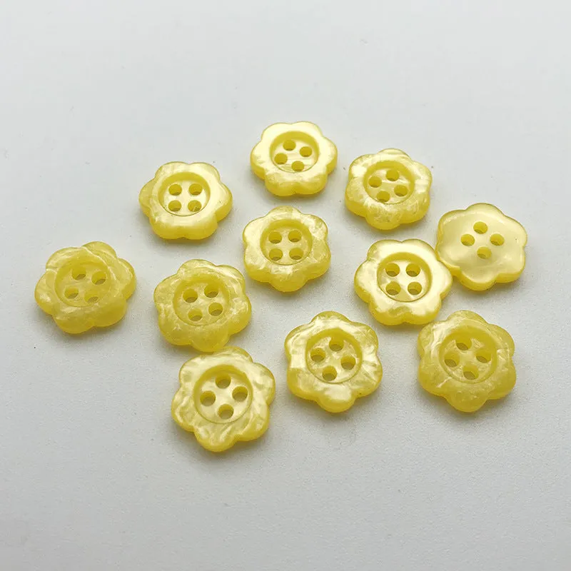 11mm Colorful Square Heart Flower Resin Buttons 100pcs