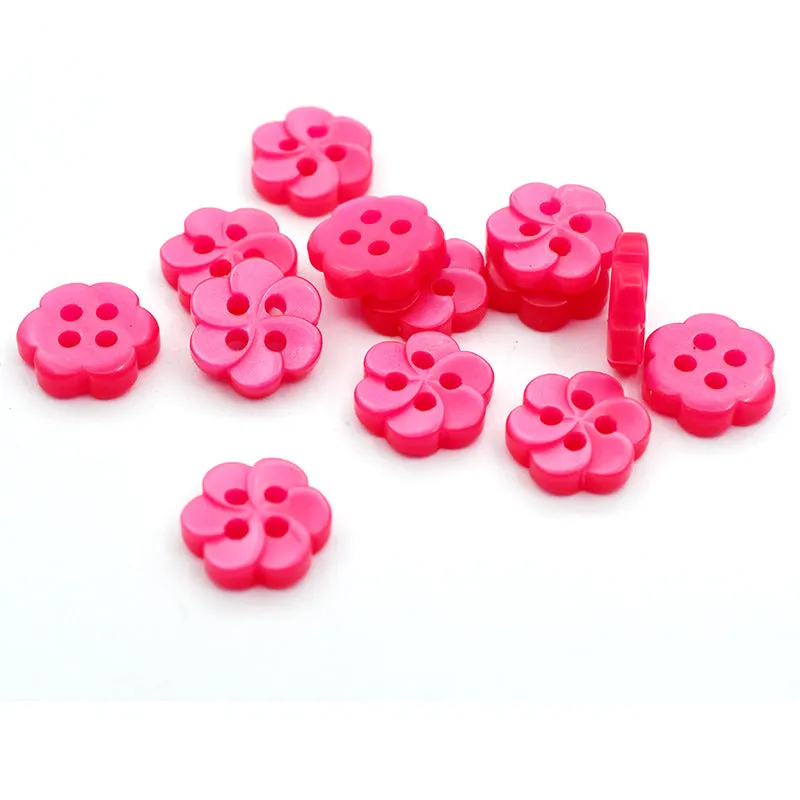 11mm Colorful Square Heart Flower Resin Buttons 100pcs