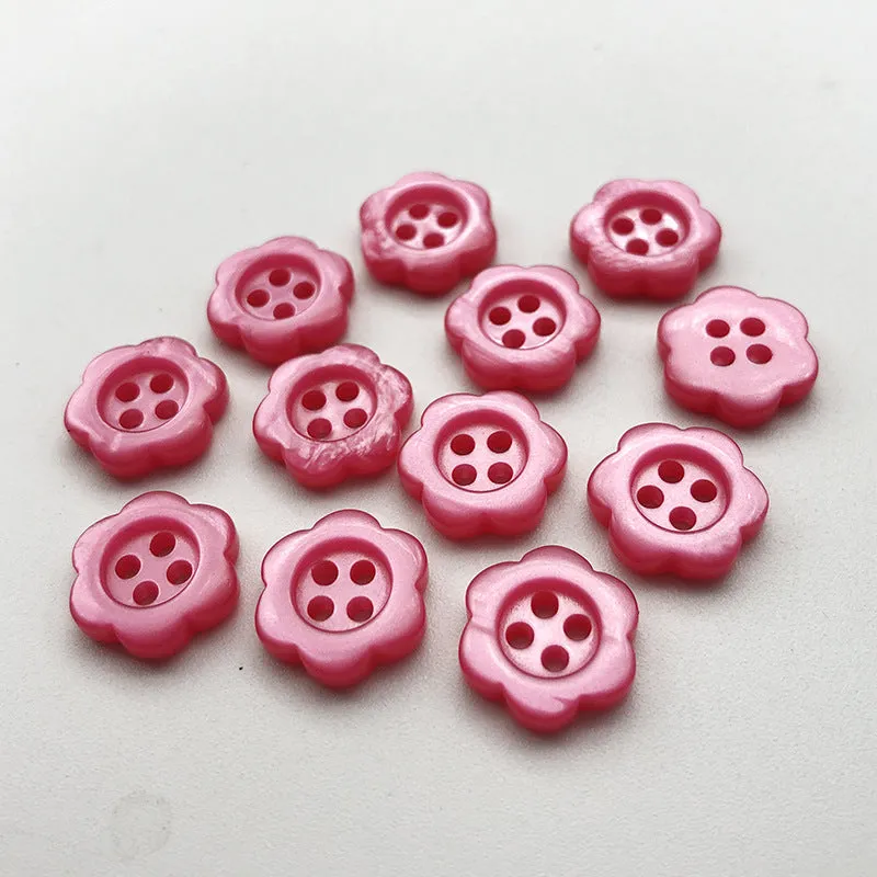 11mm Colorful Square Heart Flower Resin Buttons 100pcs