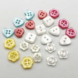 11mm Colorful Square Heart Flower Resin Buttons 100pcs