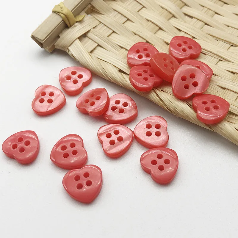 11mm Colorful Square Heart Flower Resin Buttons 100pcs