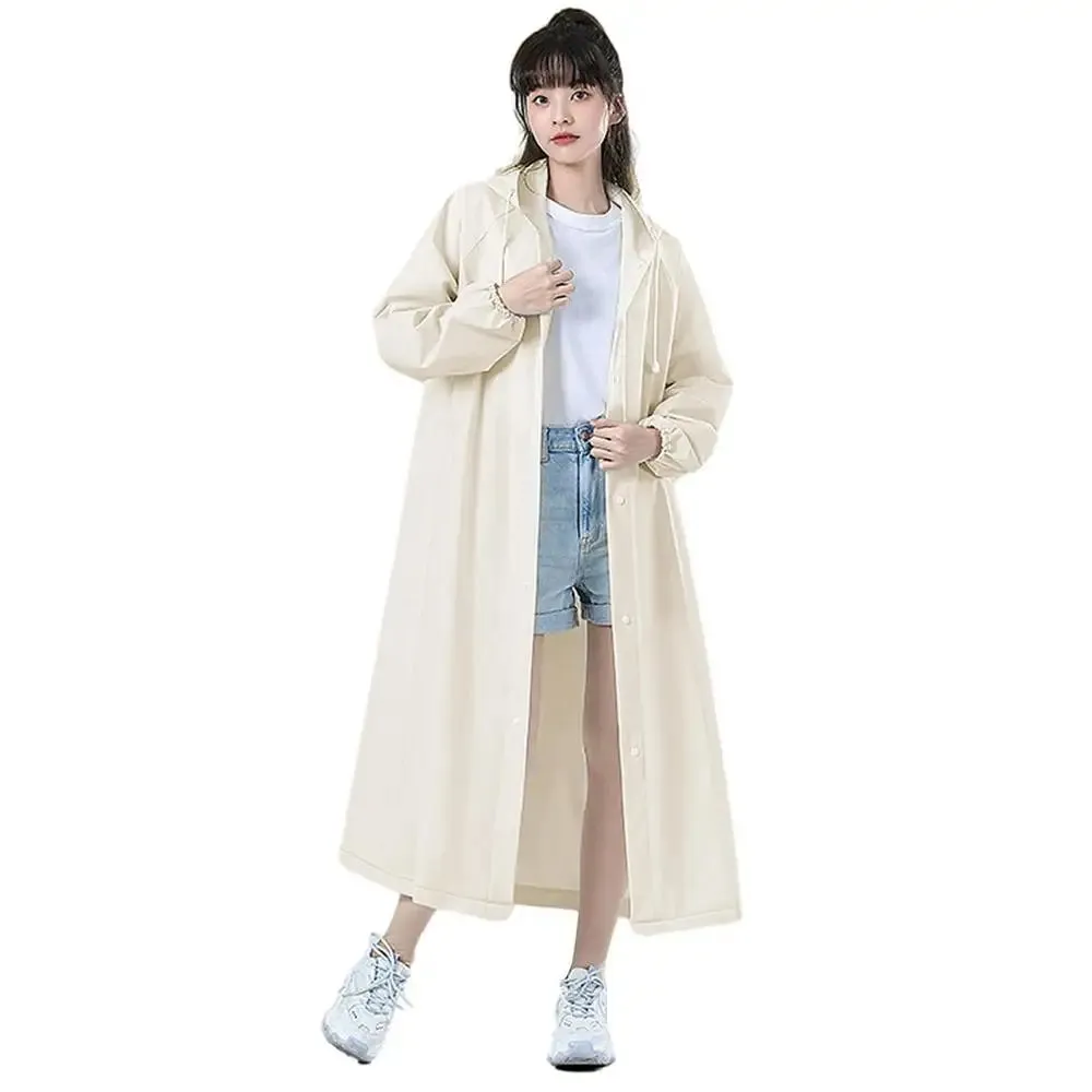 Adult Long EVA Raincoat - Waterproof Hooded Rain Poncho for Men and Women, Travel, Camping