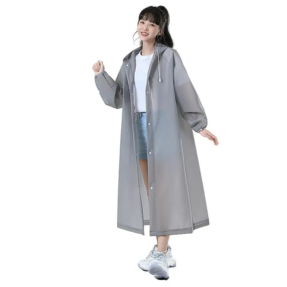 Adult Long EVA Raincoat - Waterproof Hooded Rain Poncho for Men and Women, Travel, Camping