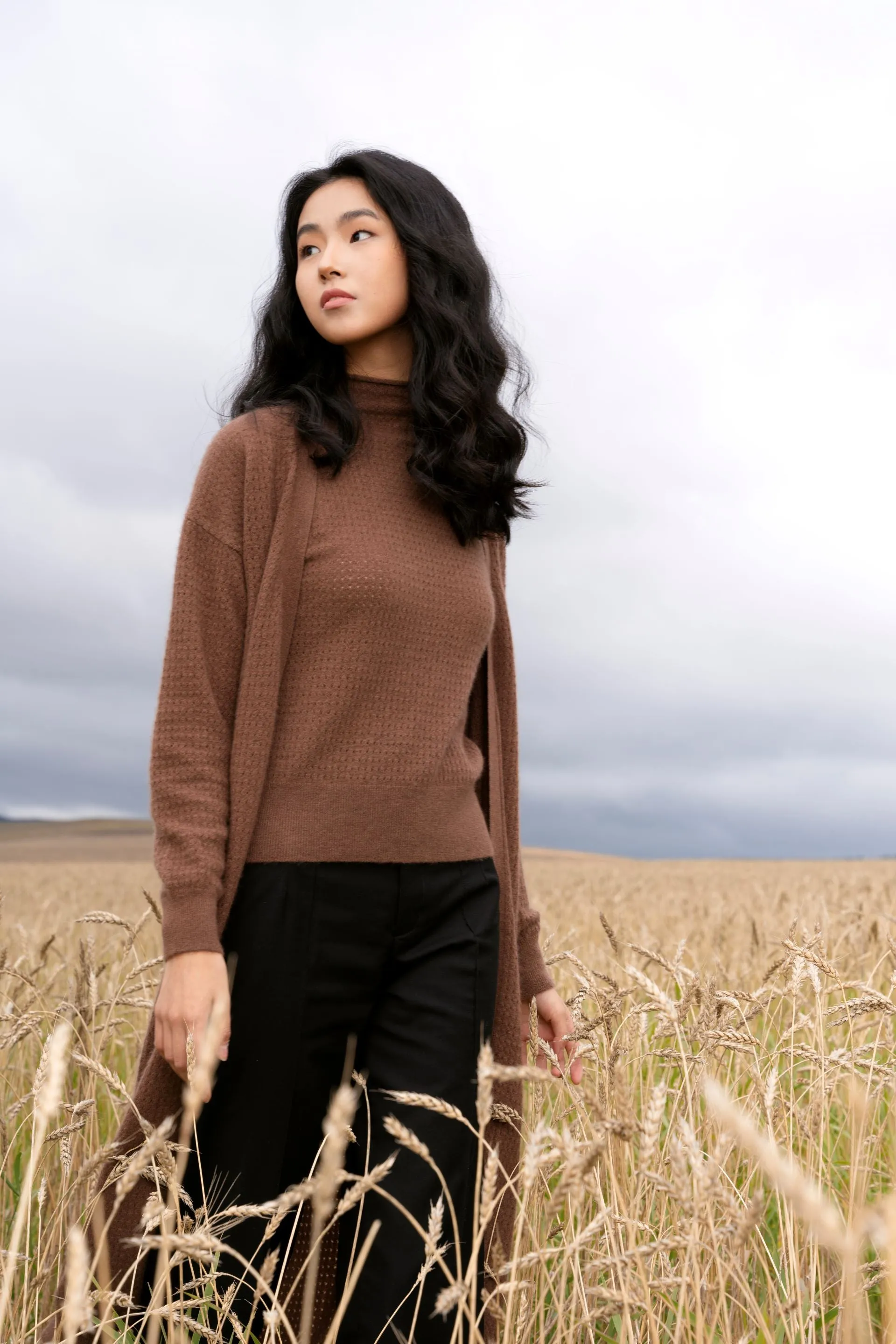 Ajour Open-Front Cardigan