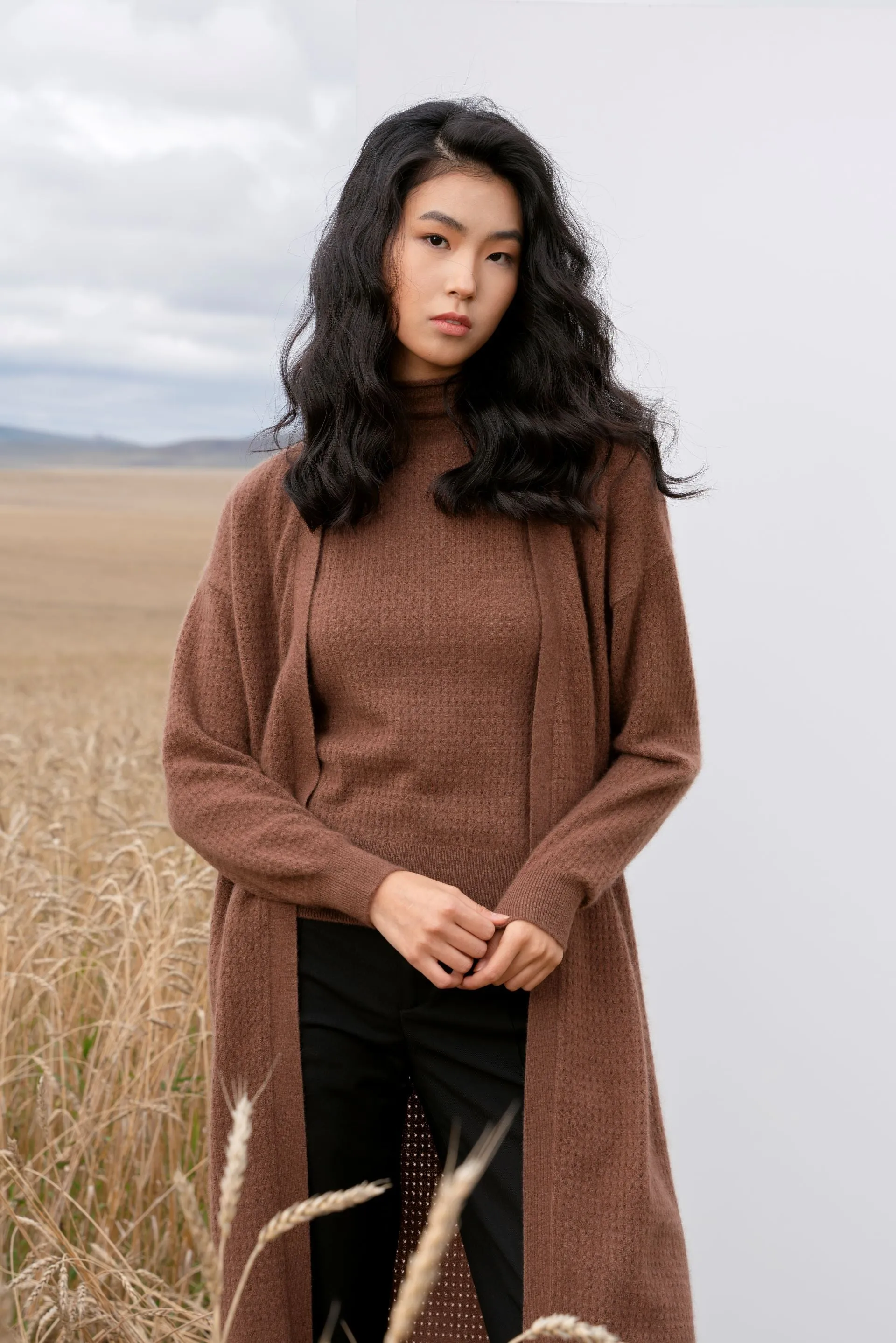 Ajour Open-Front Cardigan