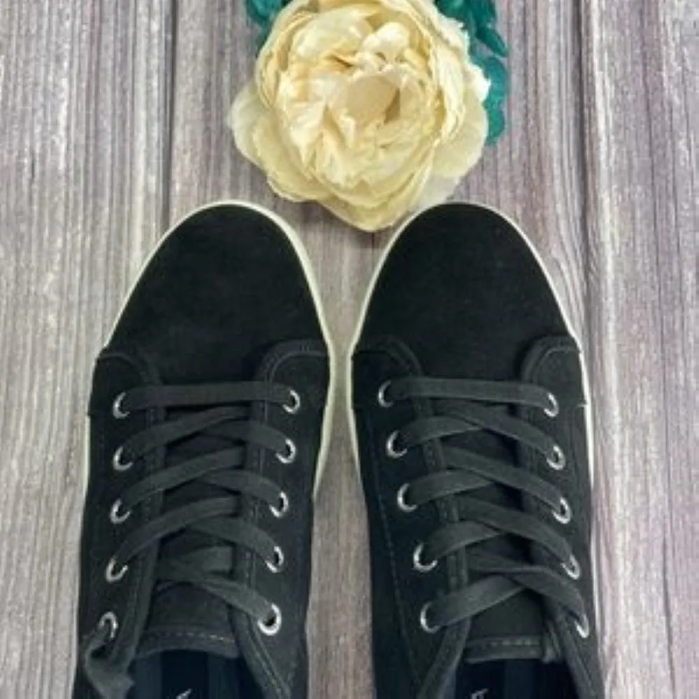 AQUA PIPER BLACK SUEDE PLATFORM SNEAKERS 9.5M