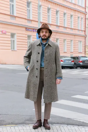 Aquascutum Tweed Coat Wooden Buttons