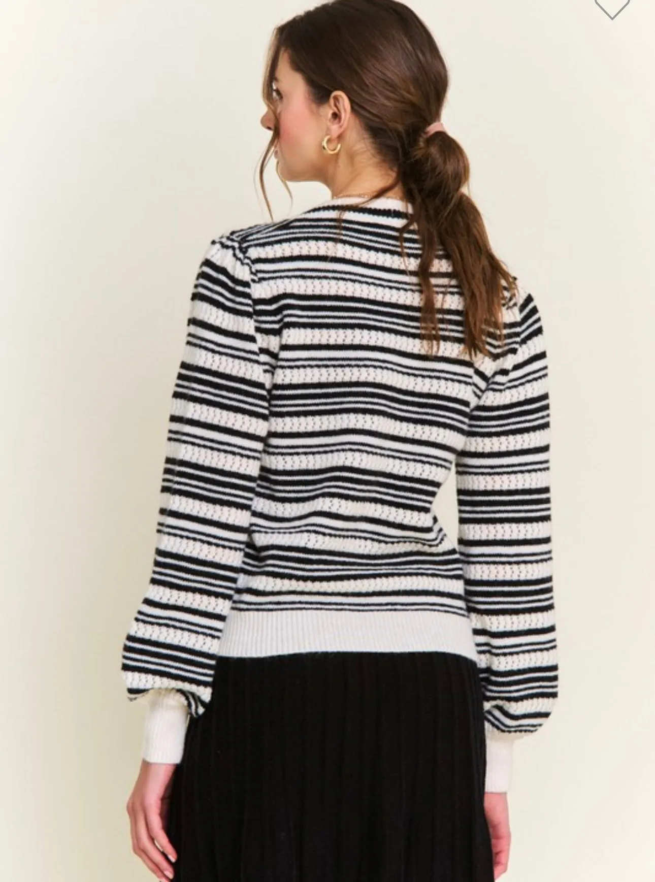 Black Bow Striped Cardigan