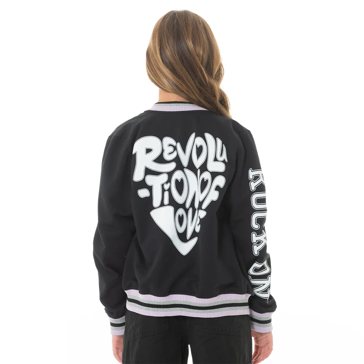 BLACK VARSITY COLLEGE JACKET FOR GIRLS