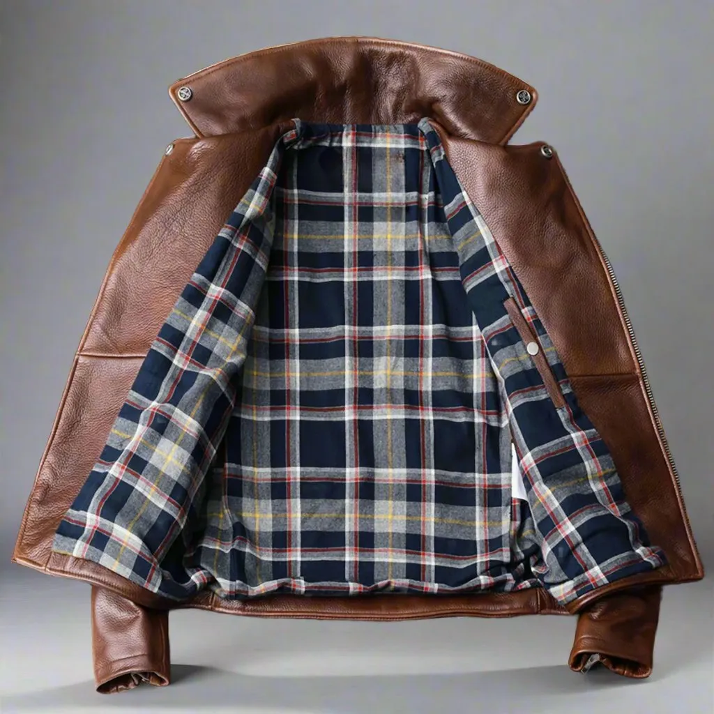 Brown Armand Leather Biker Jacket - Leather Jackets