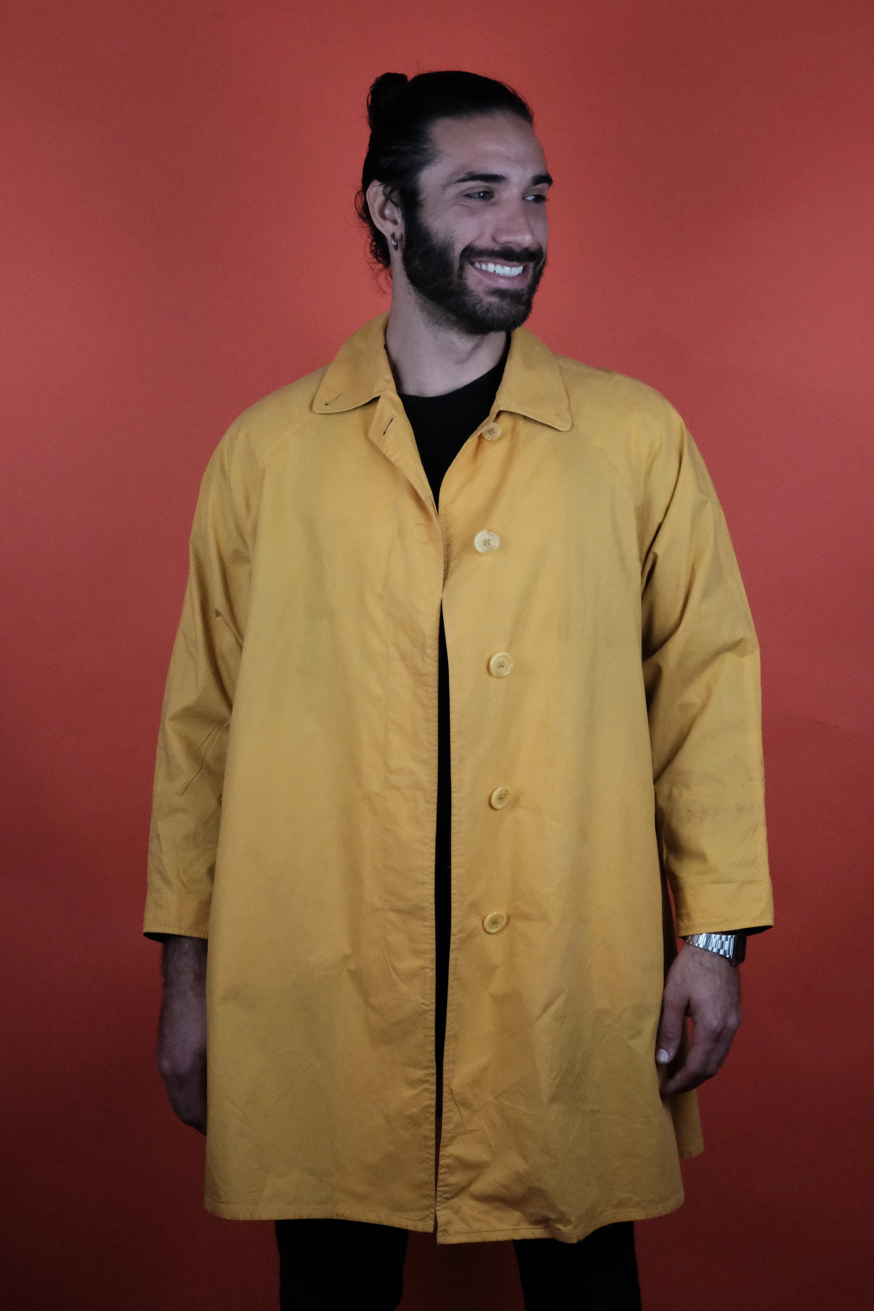 Burberrys' Made in England Short Yellow Cotton Coat 'M'