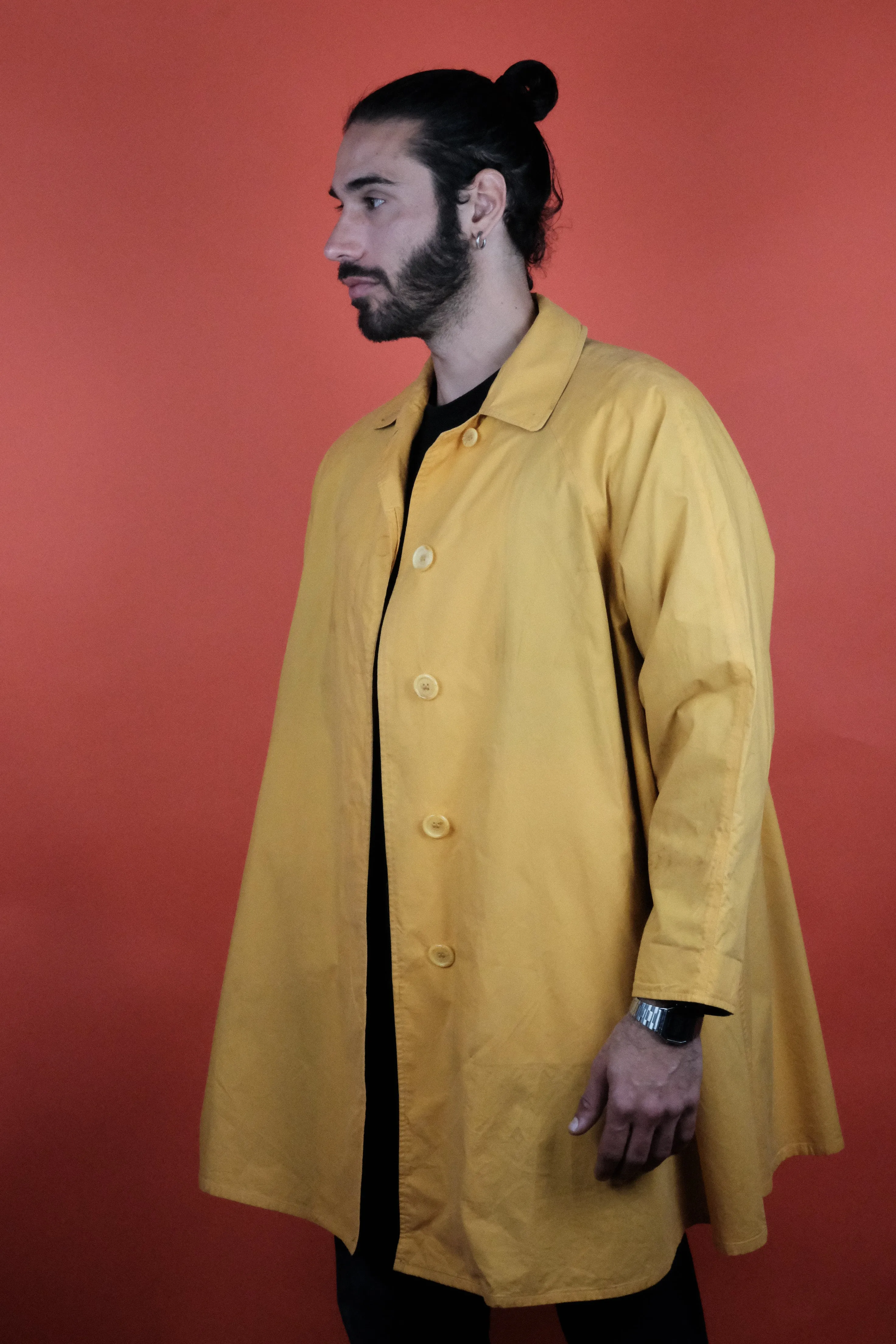 Burberrys' Made in England Short Yellow Cotton Coat 'M'