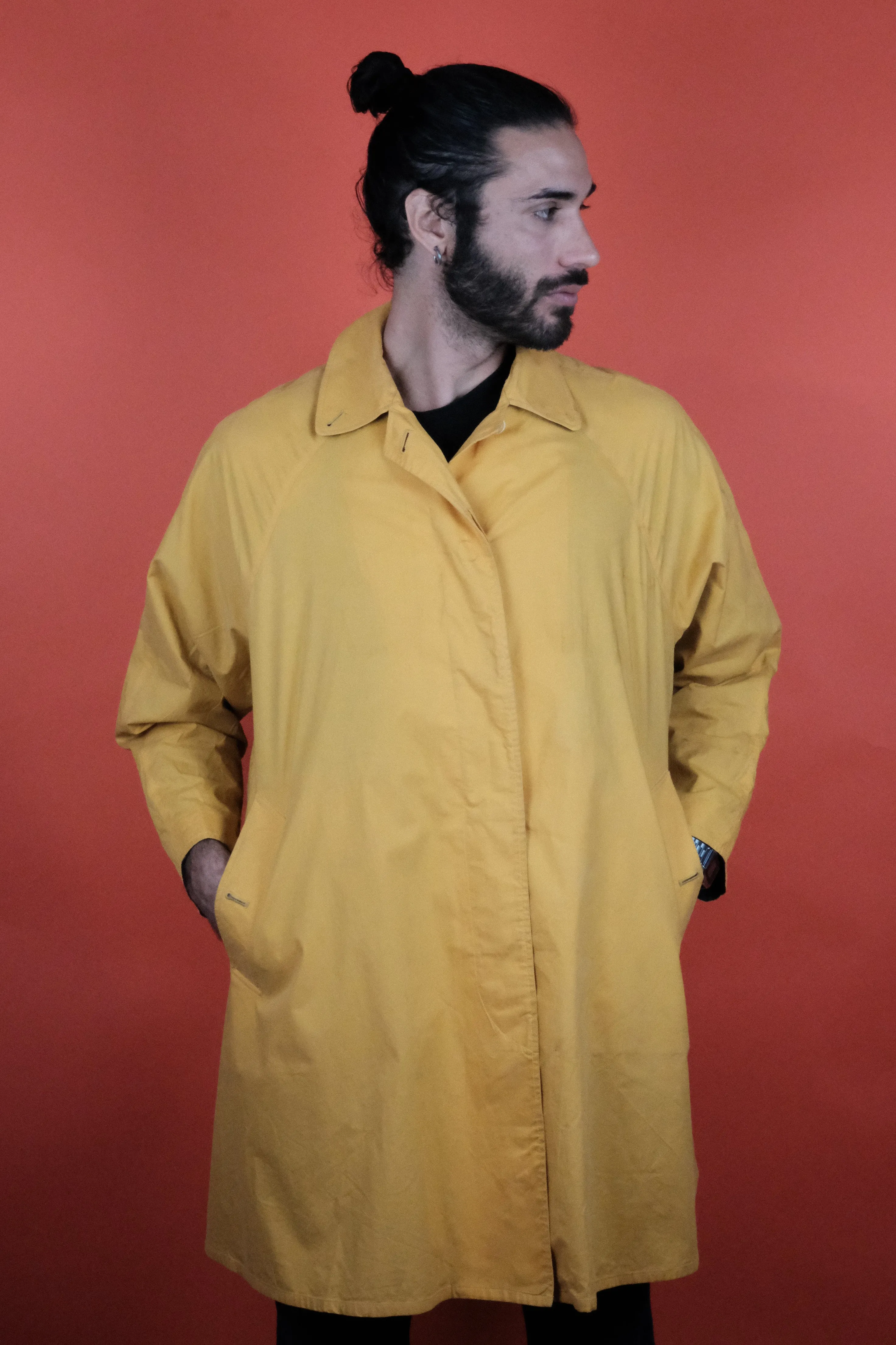 Burberrys' Made in England Short Yellow Cotton Coat 'M'