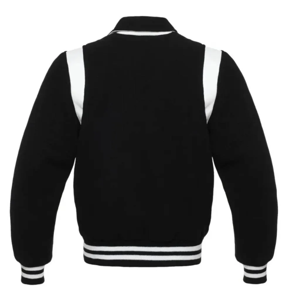 Classic Black & White Leather Varsity Jacket