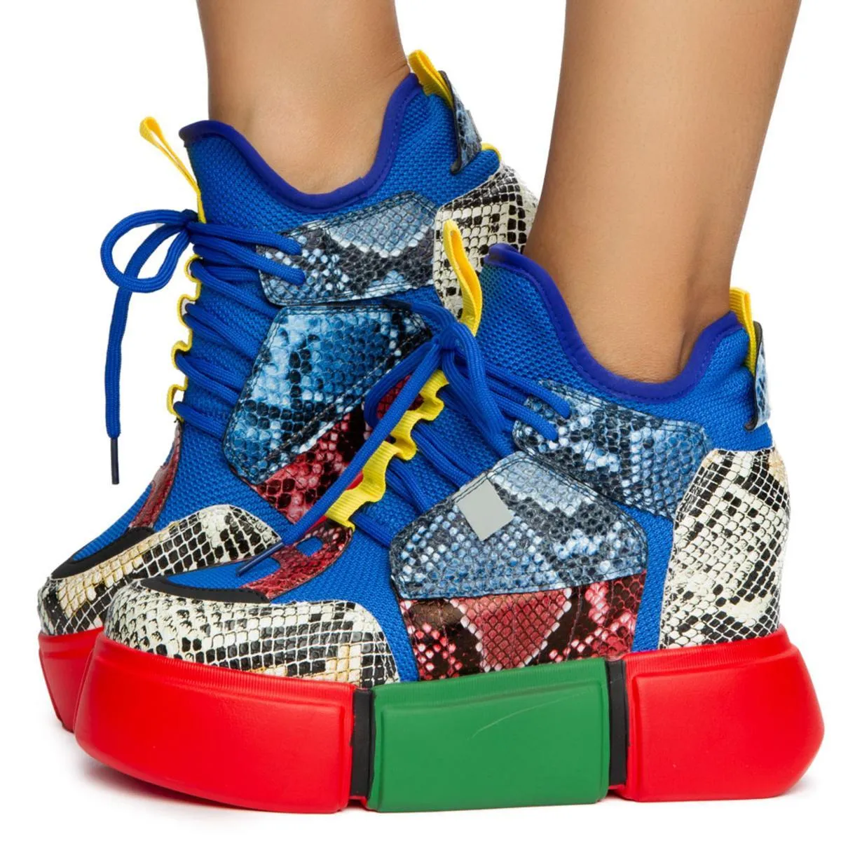 Cranberry-01 Snake Platform Sneakers