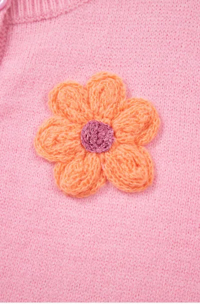 Cute Flower Pattern Button-Up Cardigan - Pink