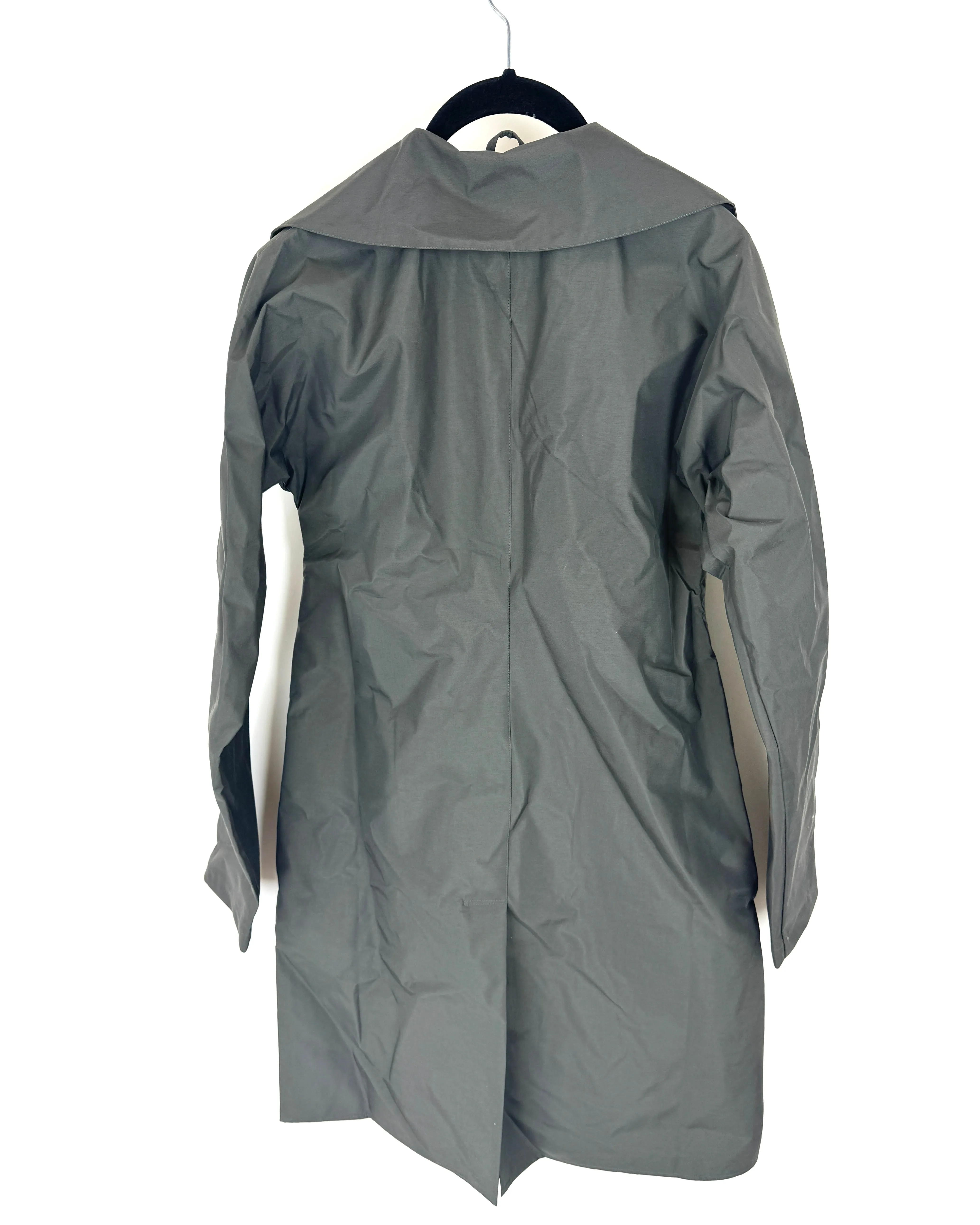 Dark Grey Button Down Raincoat - Size 2/4