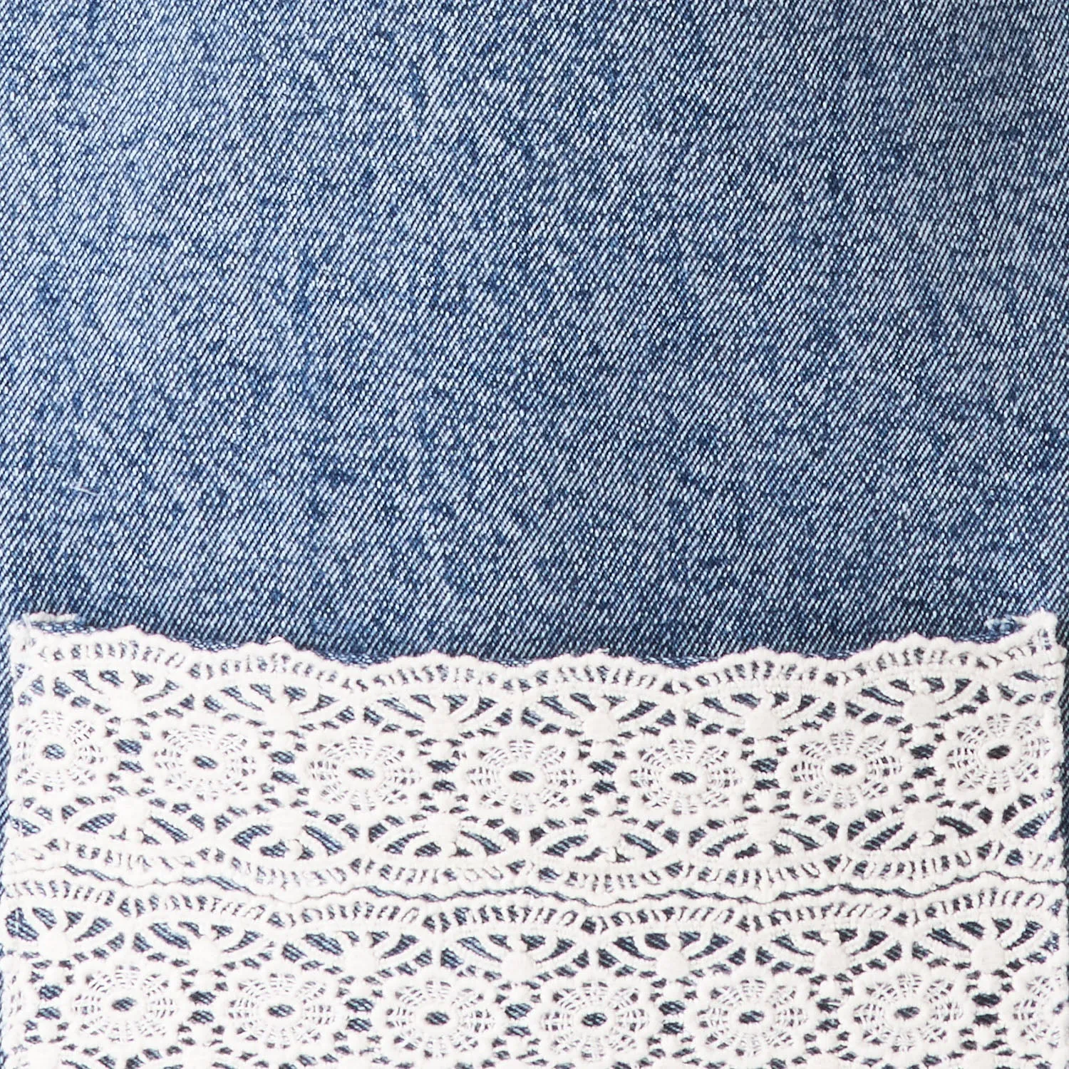 DENIM TOTE BAG WITH LACE POCKET