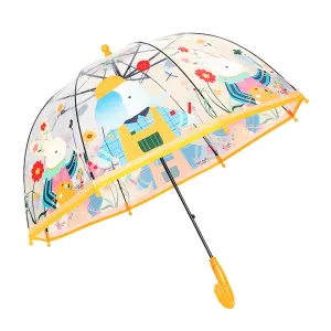 Dome Style Elephant Rabbit Transparent Yellow Umbrella for Kids