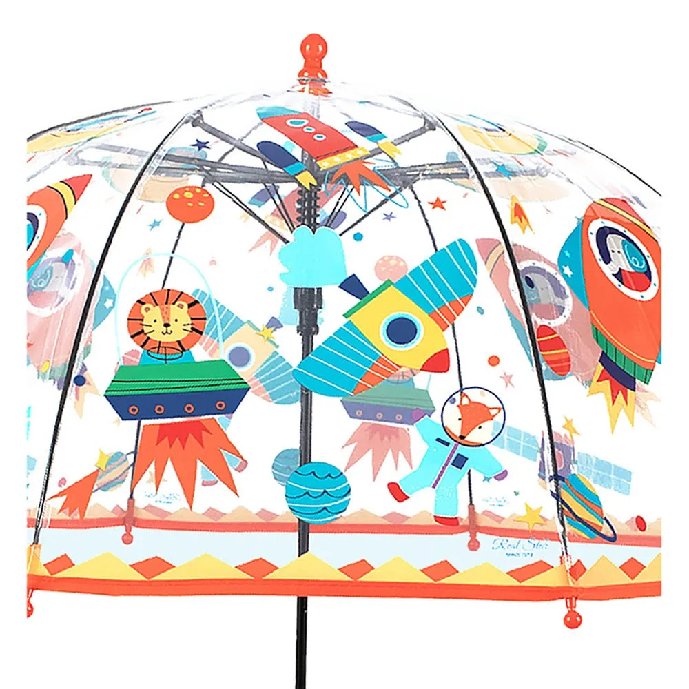 Dome Style, Rocket theme Transparent Umbrella for Kids