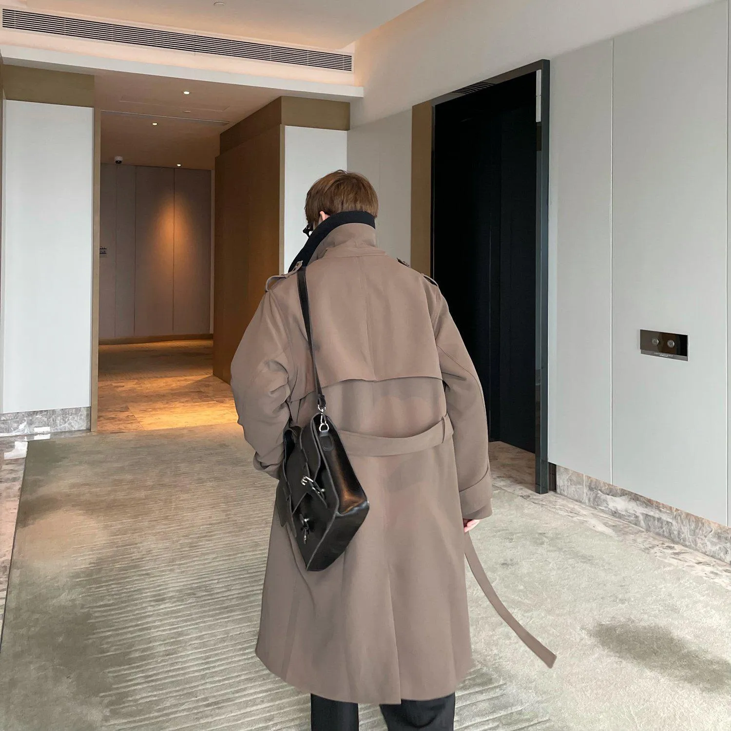 Double-Breasted Belted Long Trench Coat