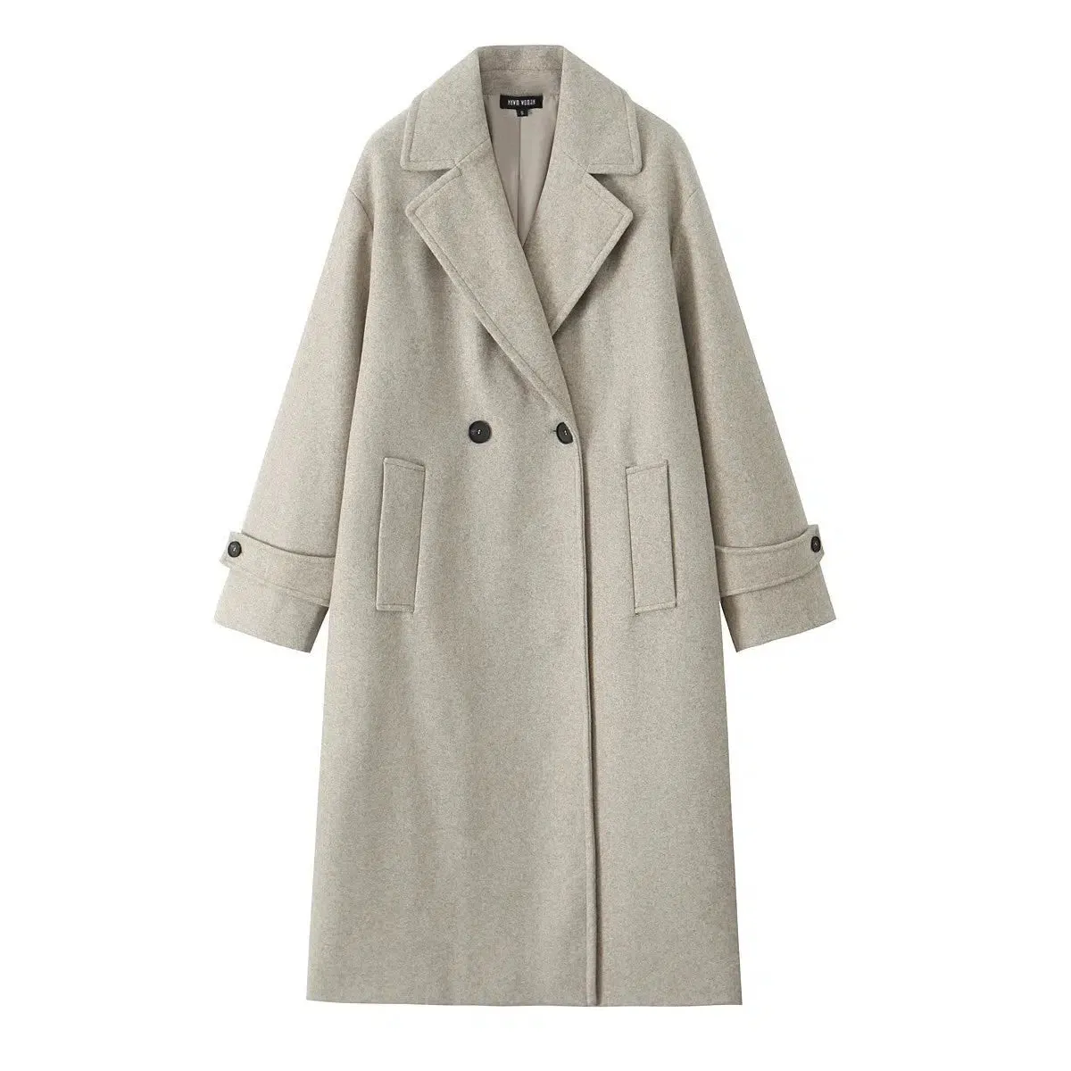Double-Breasted Pockets Wool Coat
