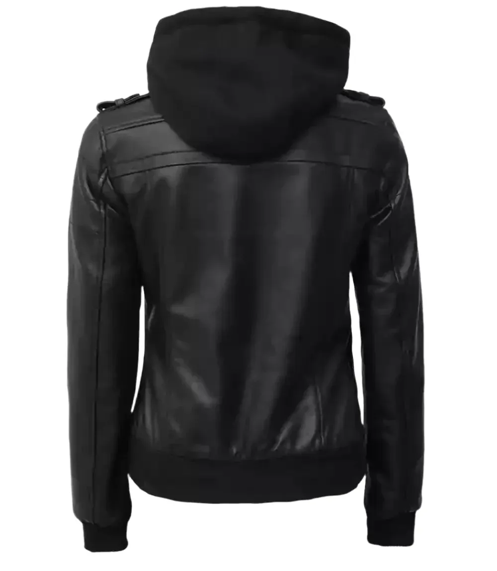 Edinburgh Womens Black Bomber Leather Jacket