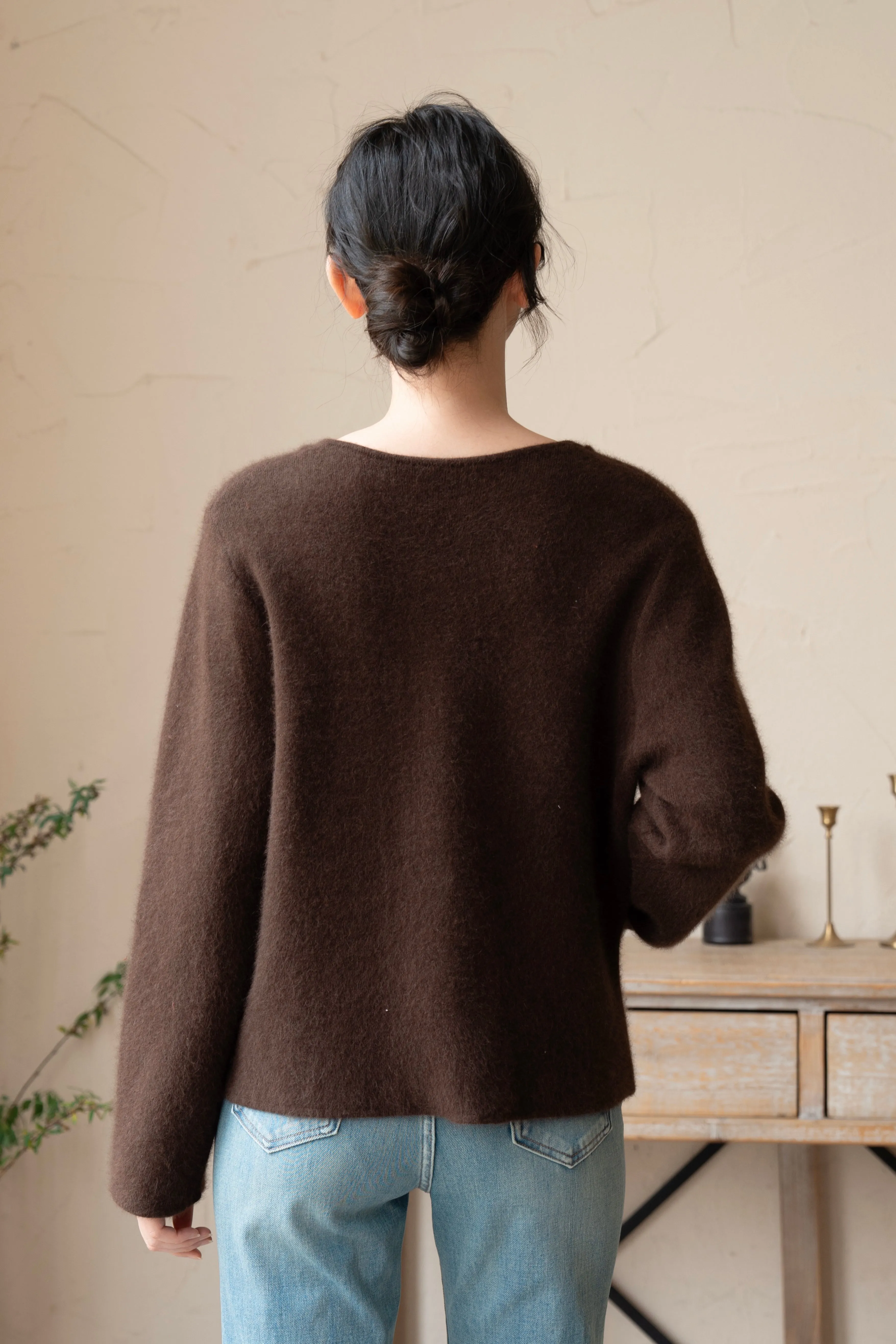 Eloise Wool And Raccoon Yarn Cardigan - Brown