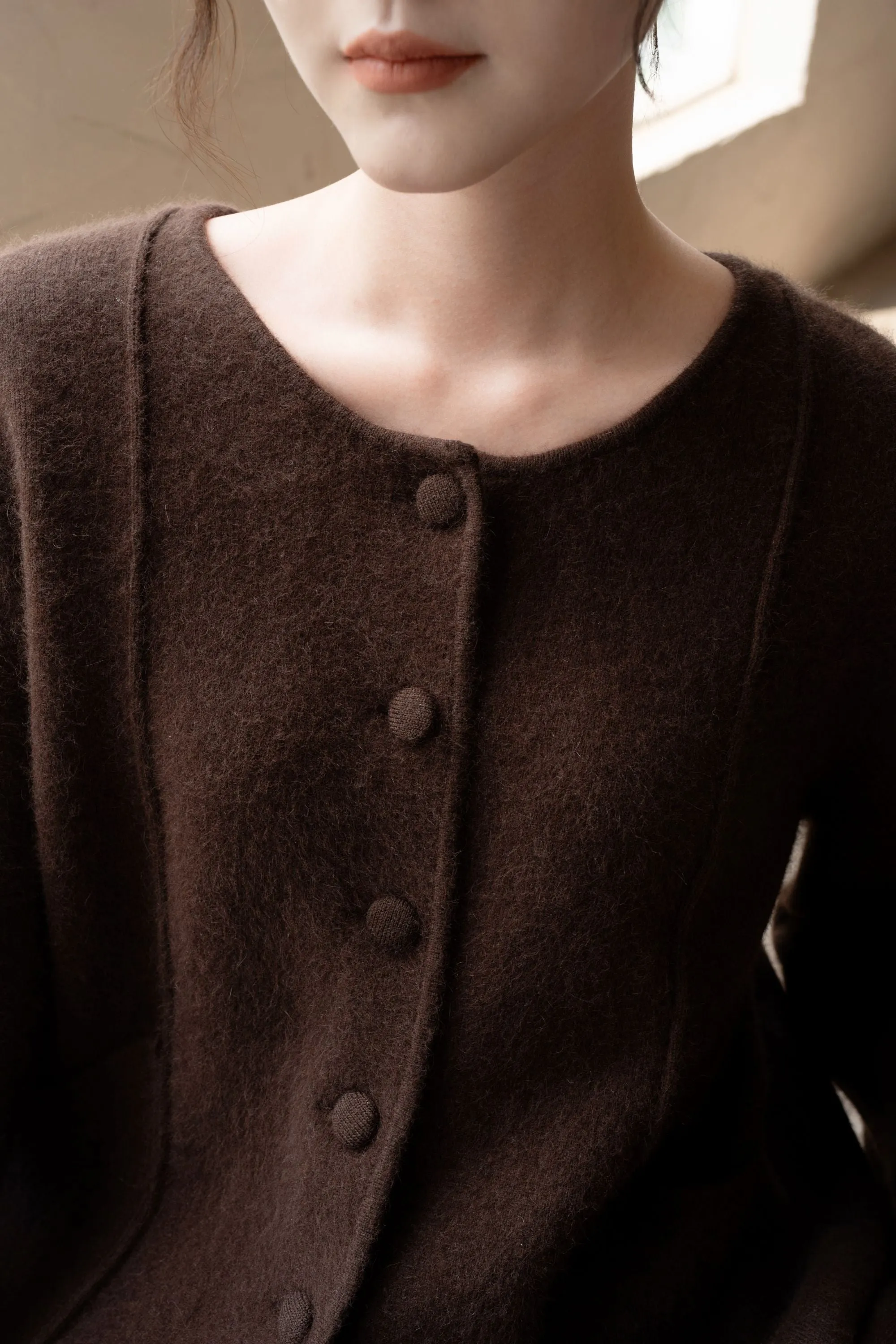 Eloise Wool And Raccoon Yarn Cardigan - Brown