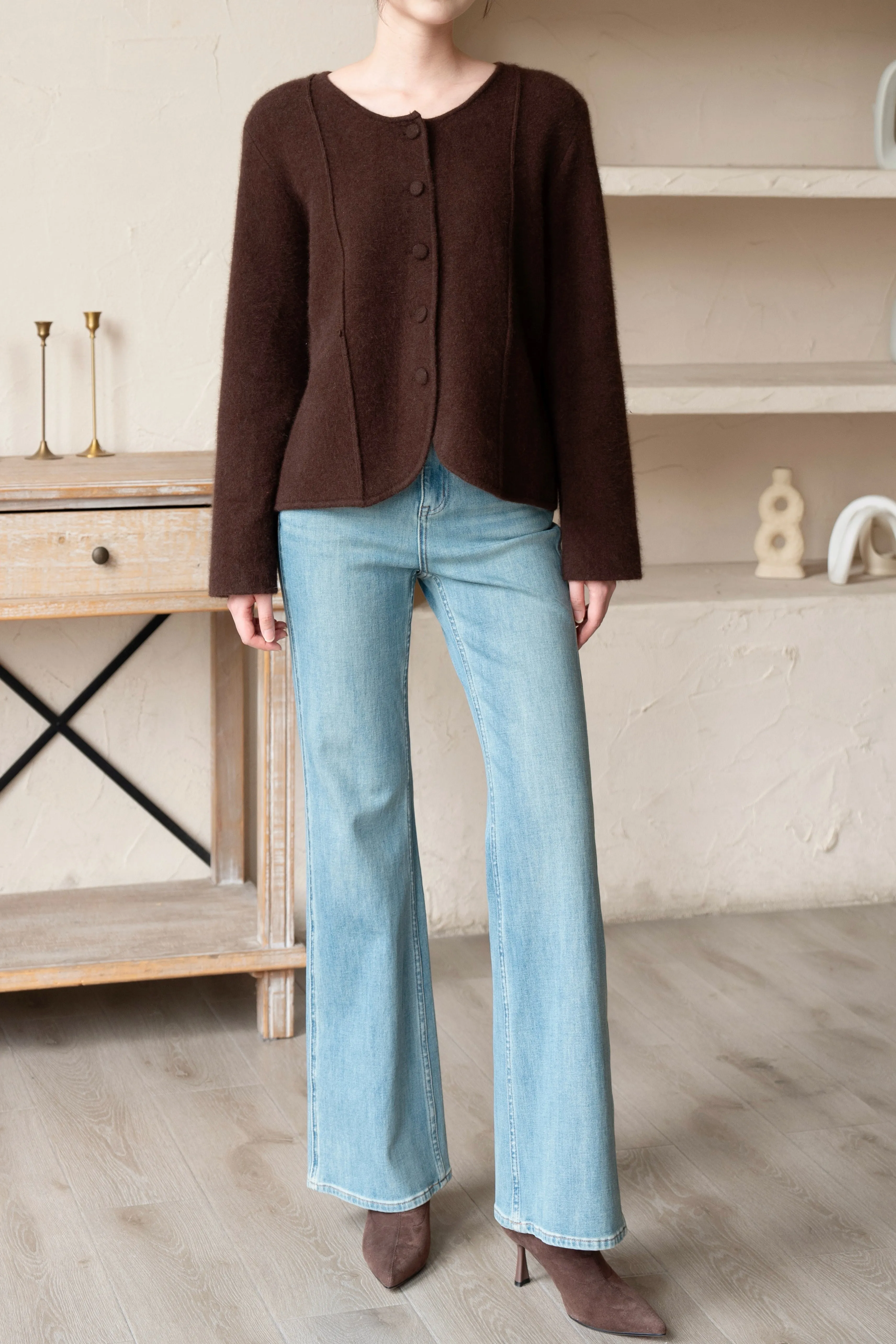 Eloise Wool And Raccoon Yarn Cardigan - Brown