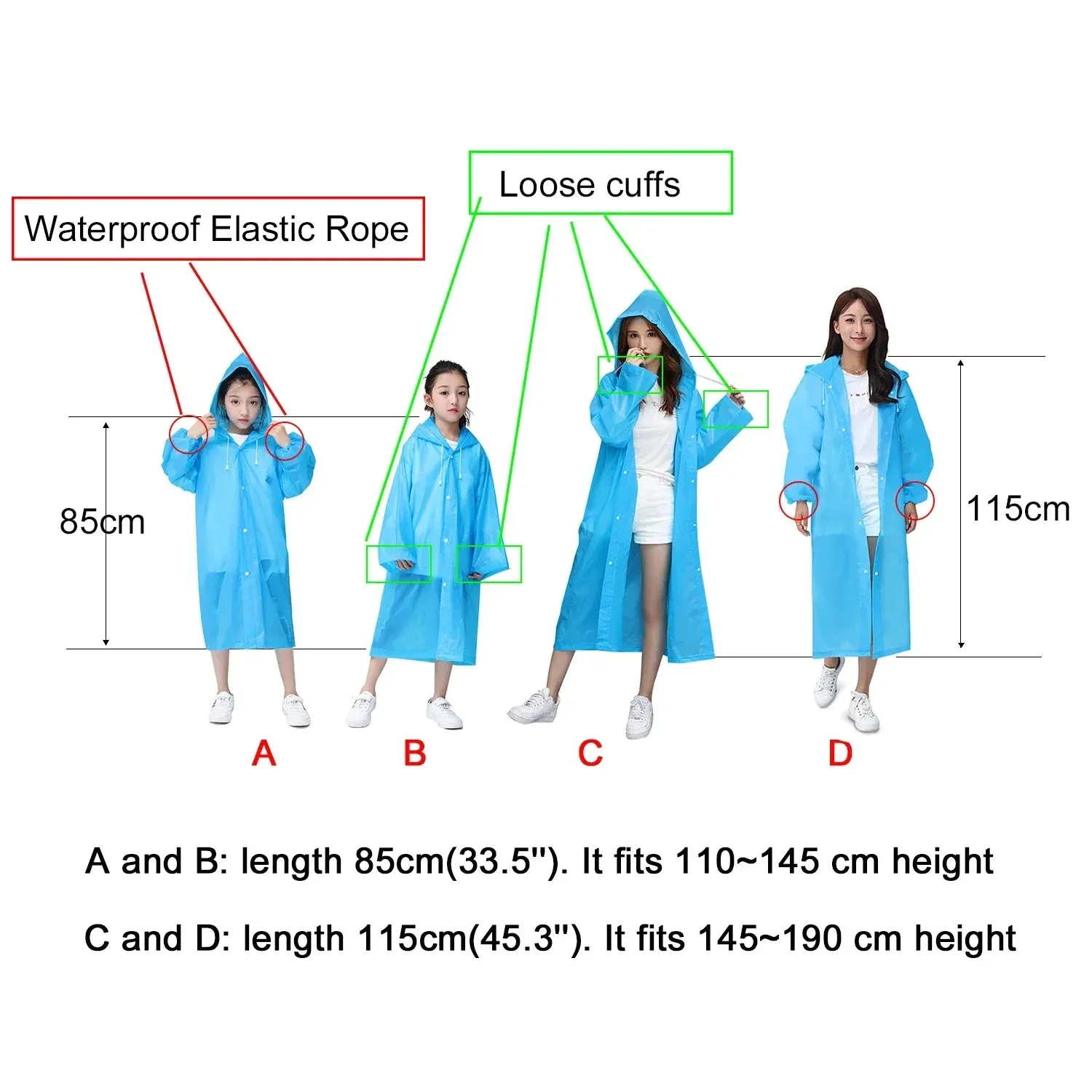 Extended Adult Raincoat - Premium EVA Thickened Waterproof Reusable Fashion Raincoat