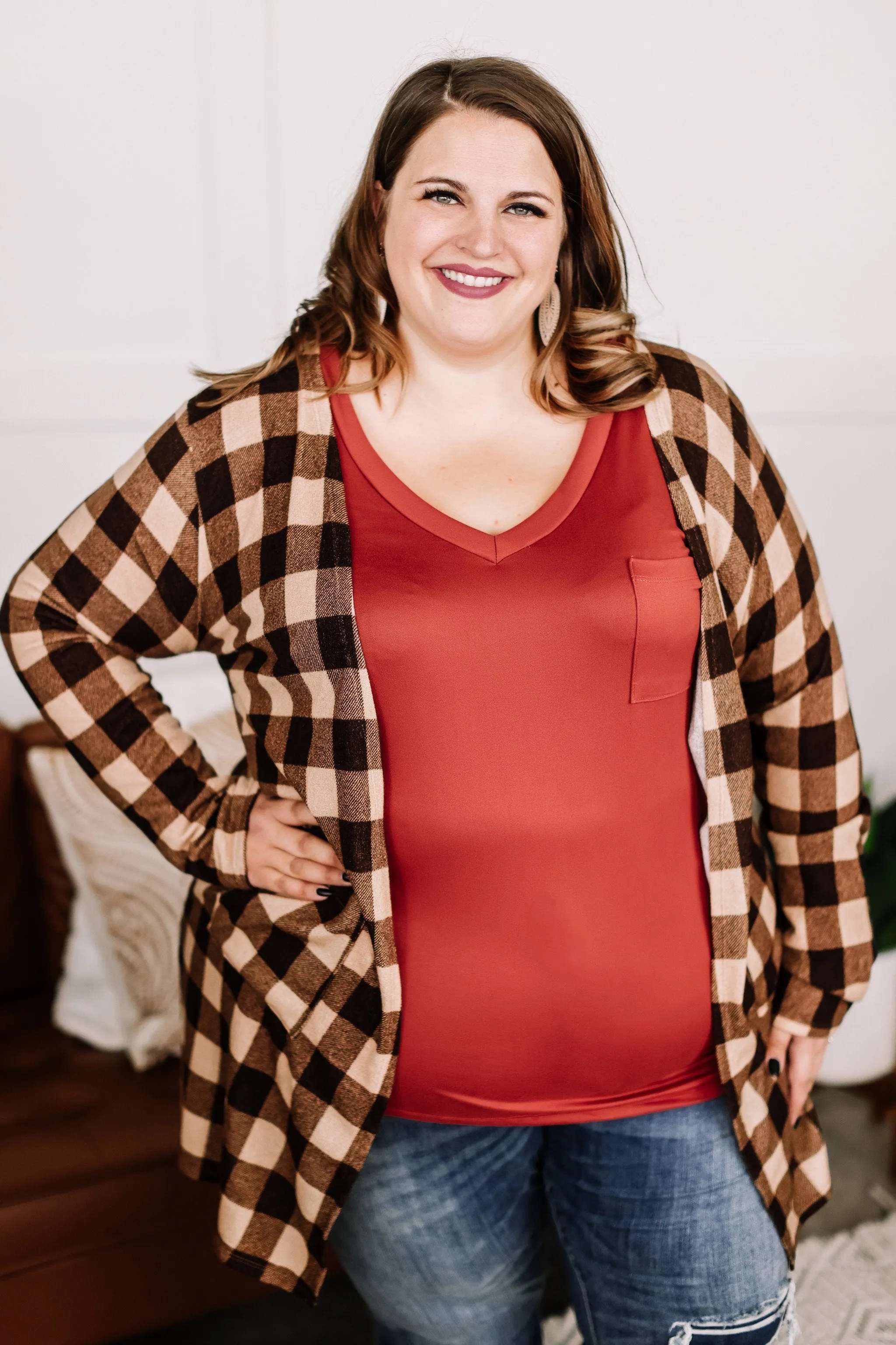 Fare And Square Cardigan In Toffee