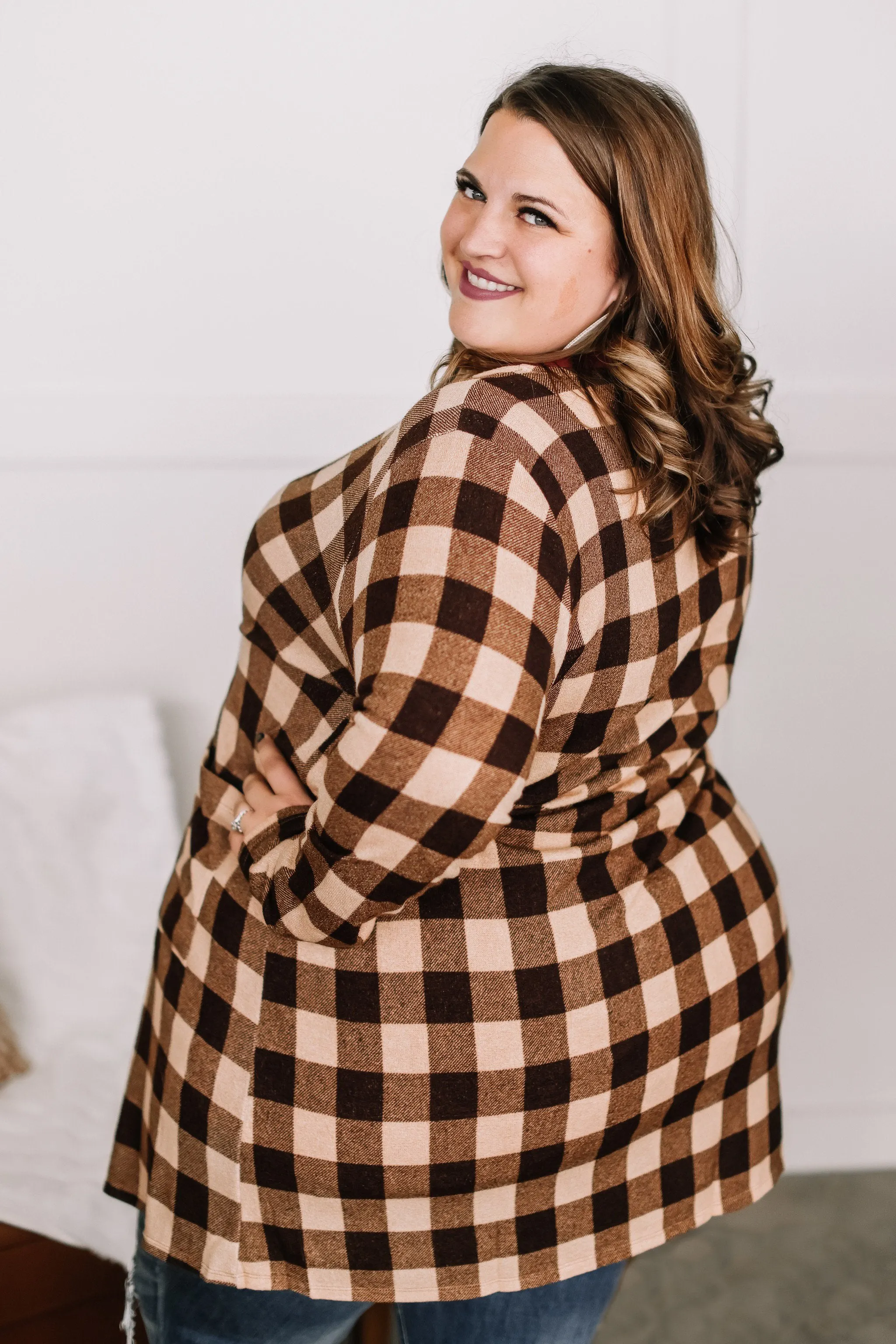 Fare And Square Cardigan In Toffee
