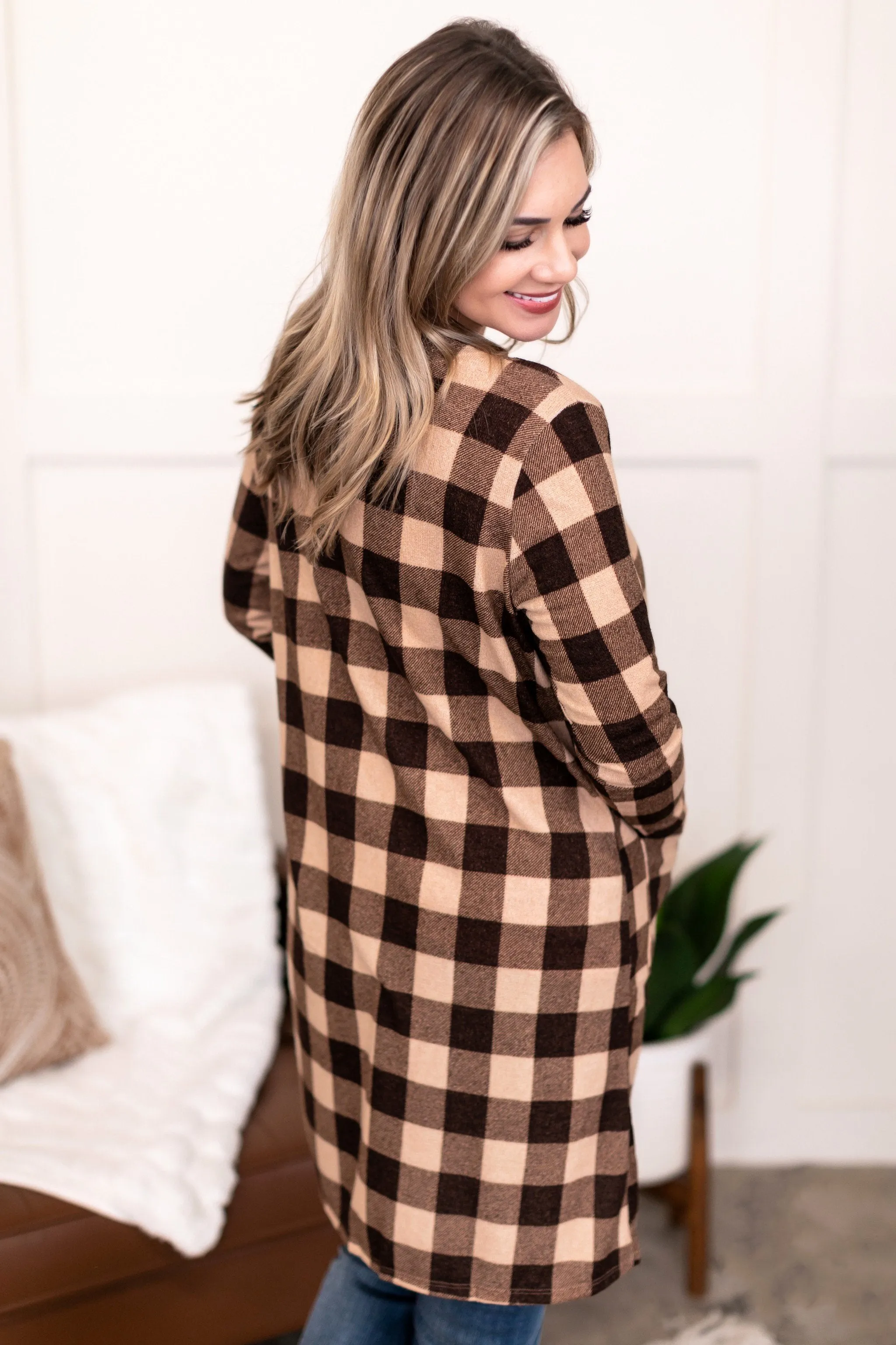 Fare And Square Cardigan In Toffee