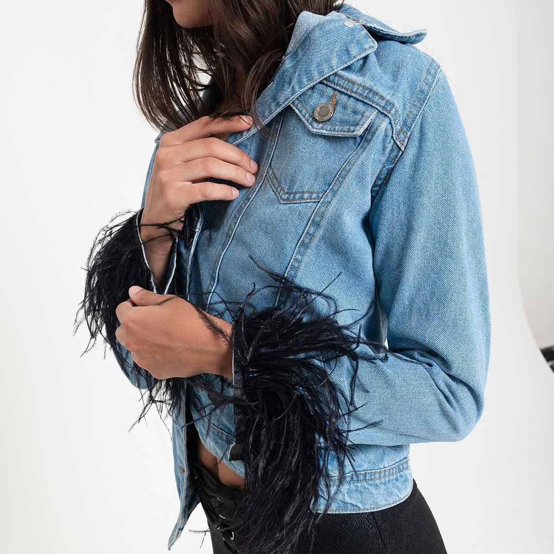 Feathers Denim Jacket
