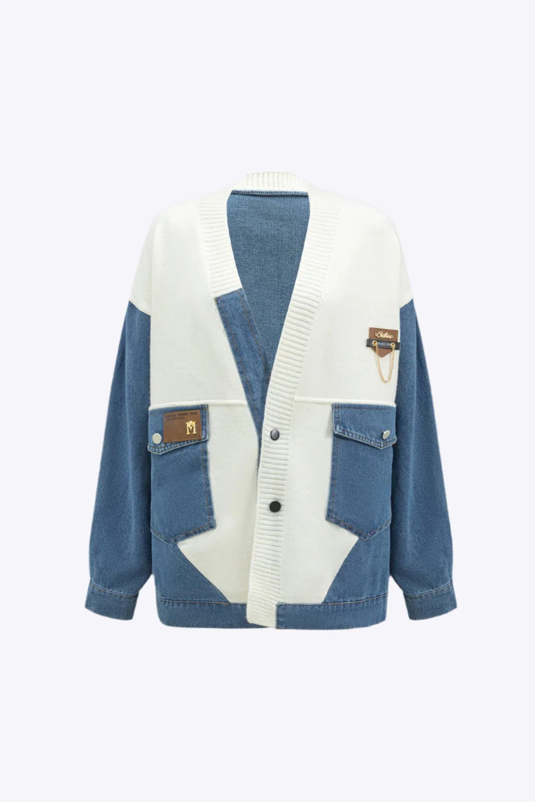 Felicity - Stylish Denim Accents Woman's Cardigan