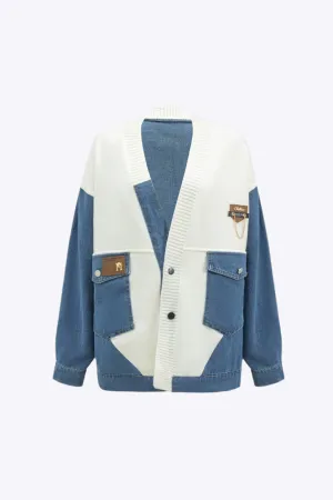Felicity - Stylish Denim Accents Woman's Cardigan