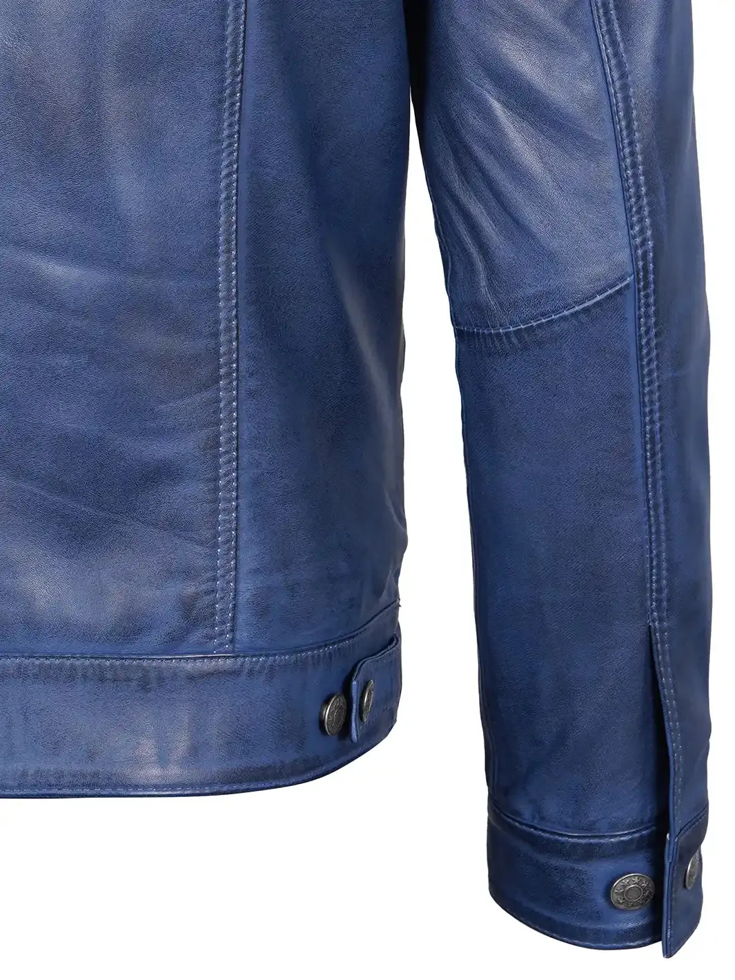 Fernando Men's Blue Leather Trucker Jacket