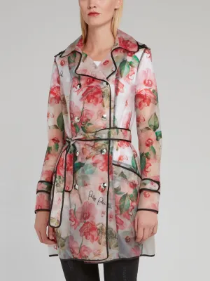 Floral Double-Breasted Trench Coat