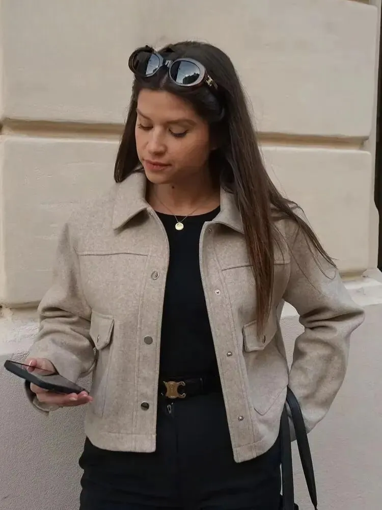 Functional Cropped Bomber Jacket for Women