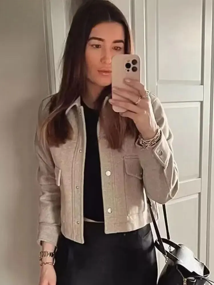 Functional Cropped Bomber Jacket for Women