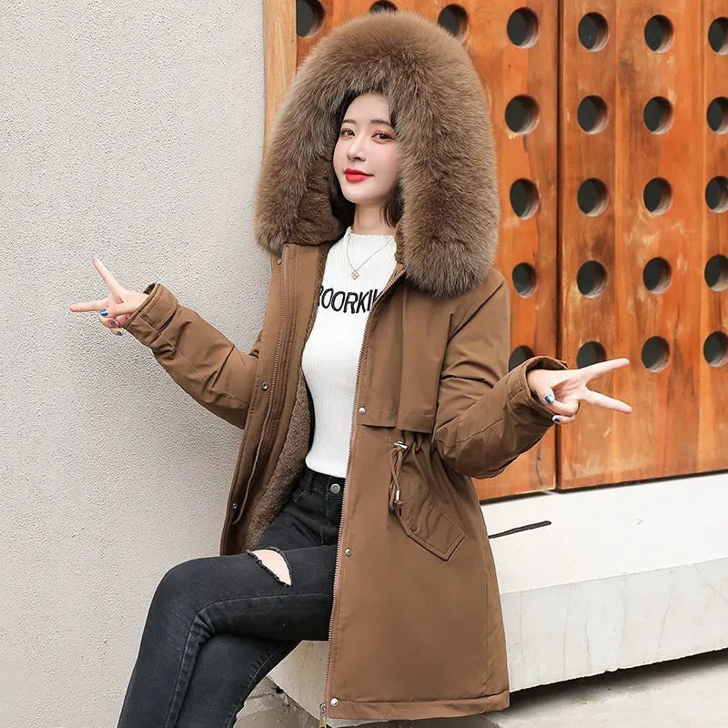 Fur Hooded Long Wool Winter Coats