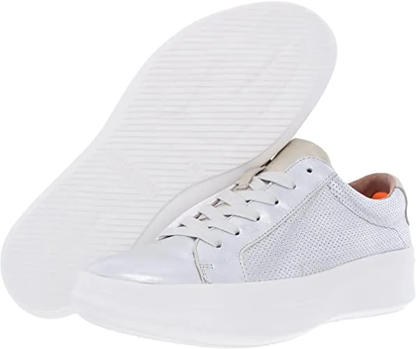 Gentle Souls by Kenneth Cole Women's Rosette Platform Sneaker, Silver, 8.5 M US