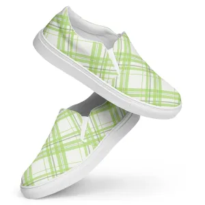 Green Plaid - Women’s slip-on sneakers