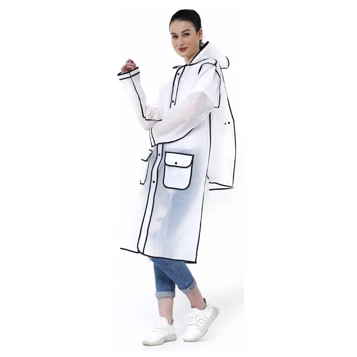 Hamlin Pemp Jas Hujan Portable Raincoat Transparent Poncho with Hood Material EVA ORIGINAL - Black