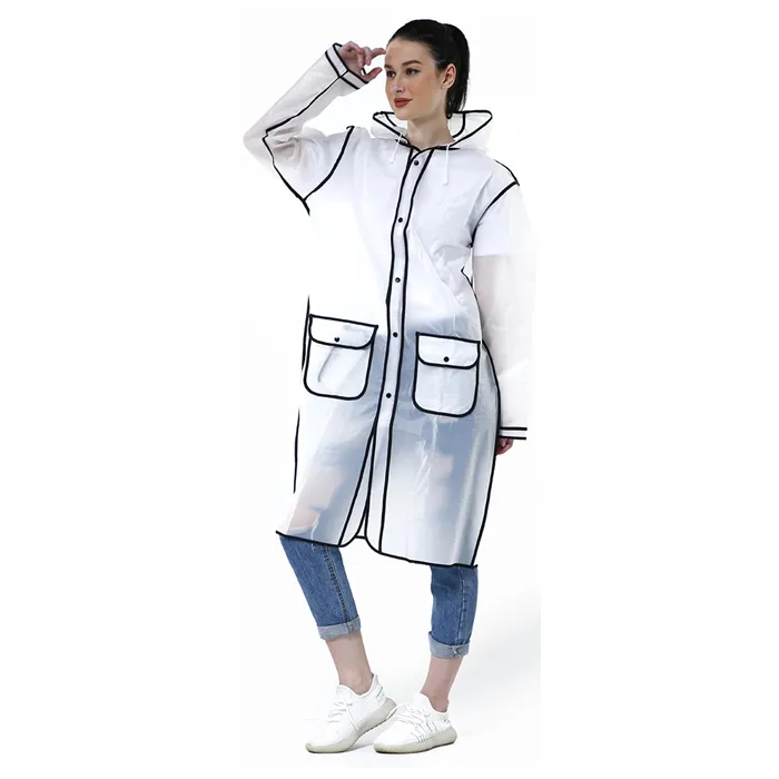 Hamlin Pemp Jas Hujan Portable Raincoat Transparent Poncho with Hood Material EVA ORIGINAL - Black