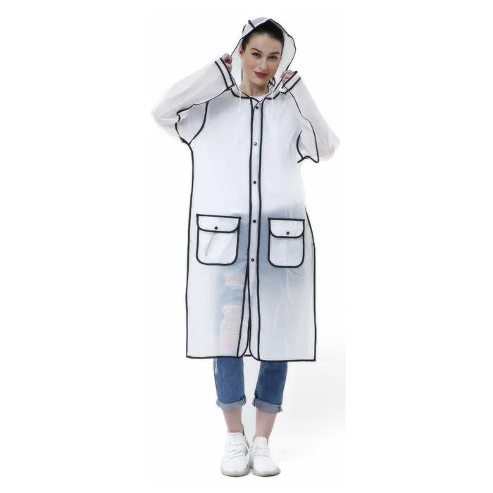 Hamlin Pemp Jas Hujan Portable Raincoat Transparent Poncho with Hood Material EVA ORIGINAL - Black