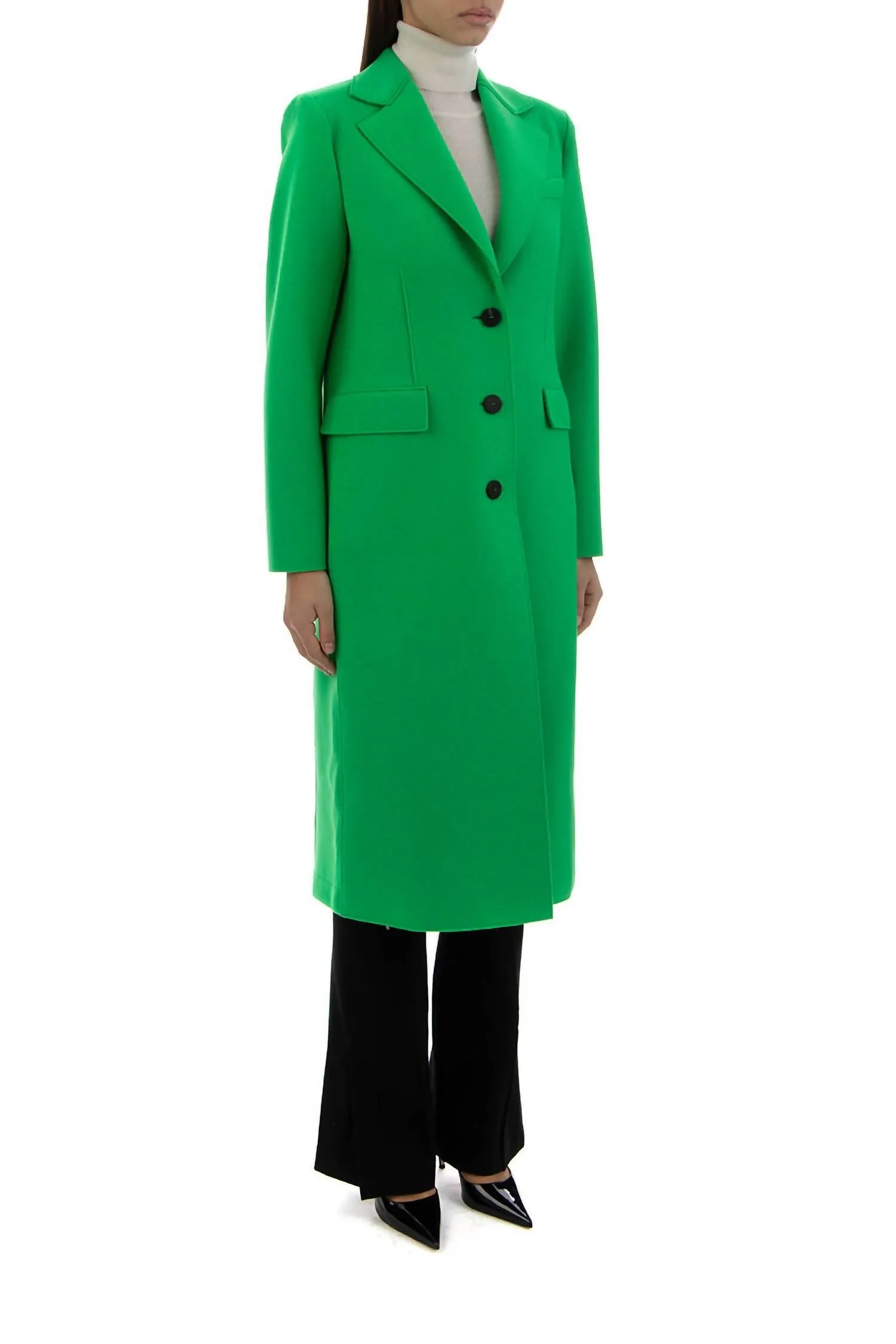 Harris Wharf - Single Breasted Coat With Shoulder Pads Pressed Wool
